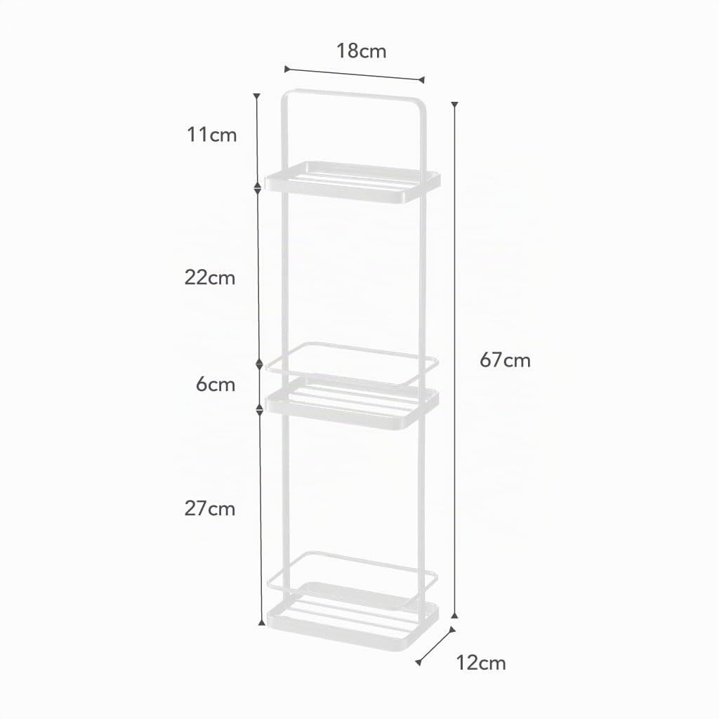 YAMAZAKI 6634 TOWER 3Tiered Rack, white, Steel, 18 x 12 x 67 cm