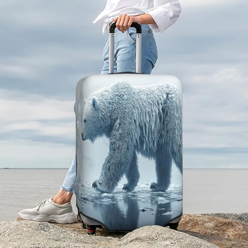 Polar Bears in Glaciers Durable Luggage Cover Suitcase Protector Anti-Scratch Luggage Cover Fits 18-32inch Luggage, Black, X-Large3