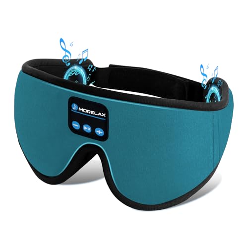 Morelax Mask Máscara Antifaz para Dormir, Máscara de Ojos Inalámbrica con para Dormir de Lado o Boca Arriba,Viajes, Yoga, Vendaje de Ojos,Sin Presión(Cian)