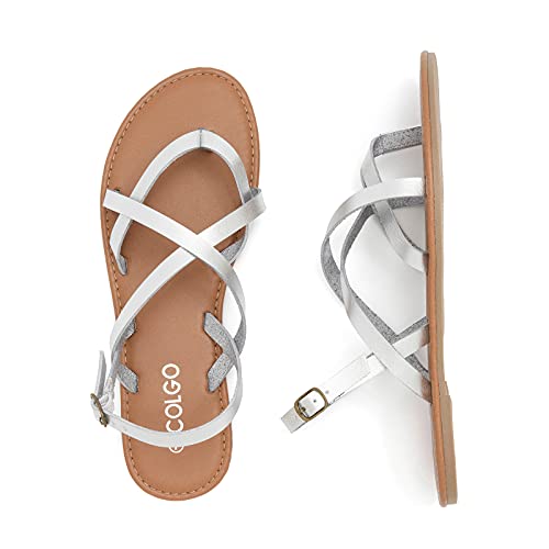 Image of Colgo Women's Summer Strappy Flat Sandals, Adjustable Casual Fisherman Sandal with Open Toe Slingback Gladiator Sandals