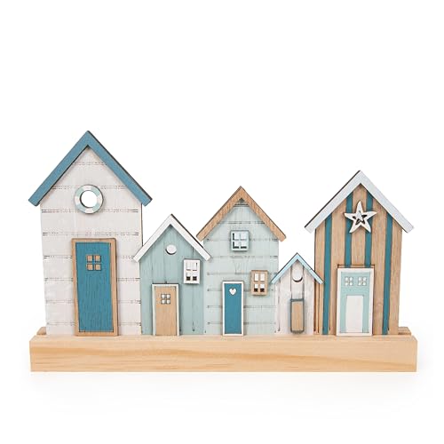 Casette da spiaggia decorazione: decorazione marina in legno, casette decorative da appoggio, estate, mare, spiaggia e vacanza, decorazioni bagno e soggiorno stile marino, 24 x 15 cm