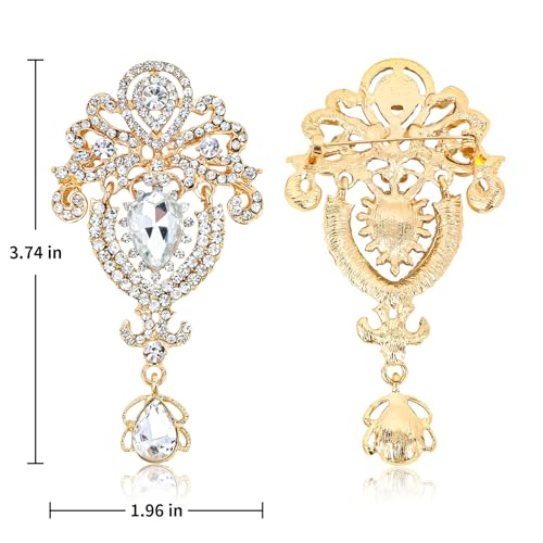 YARIEW Brooches for Women Vintage Rhinestone Brooch Pin for Women Drop Flower Brooch for Business Bouquet Corsage Wedding Party Accessories Holiday Christmas Gifts2