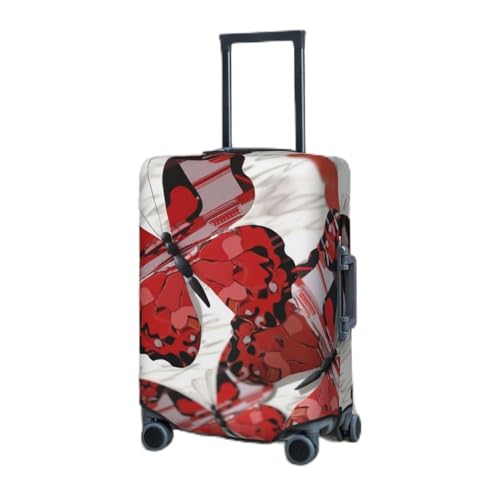 Housse de bagage de voyage élastique noire L avec motif cœur rouge et papillon