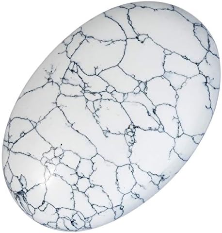 mookaitedecor 1pc Oval White Howlite Turquoise Worry Stones, Palm Pocket Energy Massage Stone, Healing Crystal Meditation Stress Relief