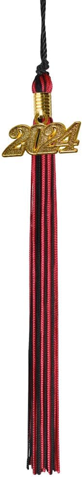 Graduation Tassel - Gold Charm - 2 Color, 2024, Red/White