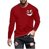 Mens Long Sleeve Tee Shirts Casual Stylish Crewneck T-Shirt Fashion Graphic Tee Shirts Outdoor Fashion Workout Tops t-shirts graphic for men 2024 Red XL
