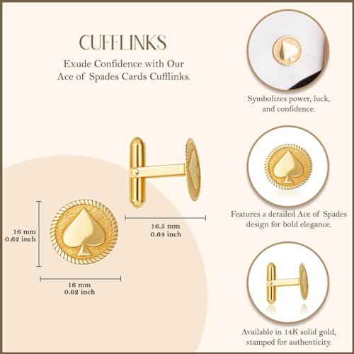 Gemelos redondos de oro amarillo 14k para hombre miniatura 3