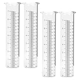 GANAZONO Glas Regenmesser 4 Stück mit Skala Wiederverwendbares Niederschlagsmessgerät für Garten Rasen und Balkon Präzise Messung im Außenbereich