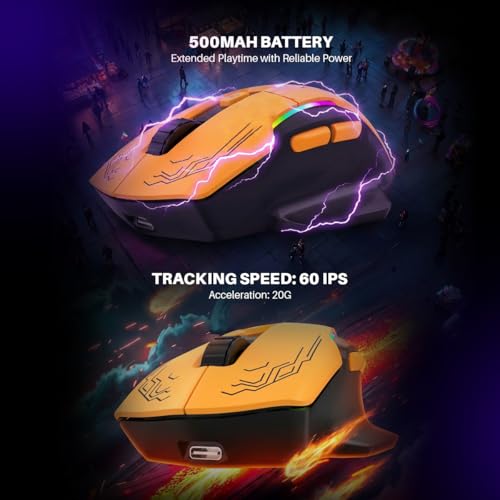 Image of Cosmic Byte Helios Tri-Mode Wired + 2.4GHz Wireless + Bluetooth Gaming Mouse | 10,000 DPI | 1000Hz Polling | Huano 10M | 5 Programmable Buttons | RGB | Lightweight 81g | PTFE | Software (Black)