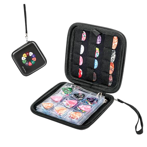 ProCase Guitar Pick Case, Pick Holder Stores 84 pcs Guitar Picks Collection Pick Storage Album Book Pick Display Water-Resistant, Durable EVA Material Bag for Guitar Player -Black