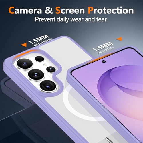 Image of SPIDERCASE Magnetic for Samsung Galaxy S26 Ultra Case,[Built-in Invisible Kickstand][Compatible with Magsafe] Slim Translucent Matte Phone Case for S26 Ultra 6.9'',Light Purple