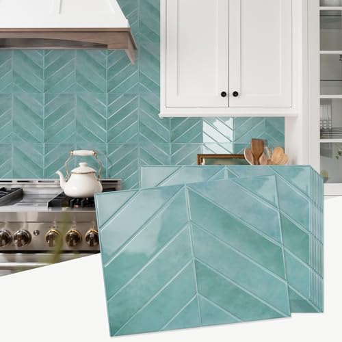 STICKGOO 10 Sheets Thicker Herringbone Peel and Stick Backsplash, 12.6”×9.7”