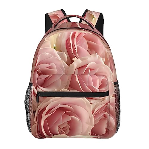 Sac à dos motif roses noir grand compartiment urbain et tendance taille unique