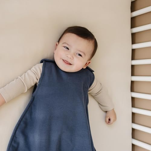 Image of Woolino 4 Season Ultimate Baby Sleep Sack - Merino Wool Baby Sleeping Bag, Organic Cotton Outer, Temperature Regulating Wearable Blanket, All Season, 2 Months-2 Years - Indigo