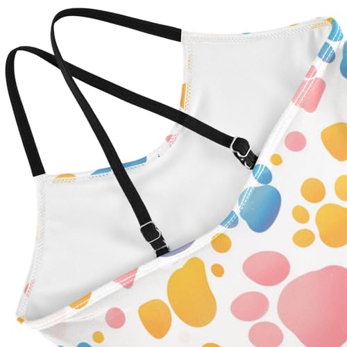KLL Cute Dog Paws Girl 1 Piece Swimsuit Summer Swimming Suits Adjustable Shoulder Strap Quick Dry4