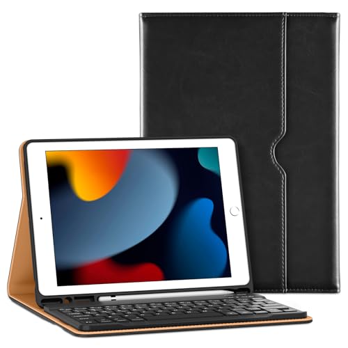 VIKESI iPad ��9���� / ��8���� / ��7���� 10.2�C���` (2021/2020/2019) �L�[�{�[�h�P�[�X �v���~�A�����U�[�X�}�[�g�J�o�[ �ċz���C�g���� �t�@���N�V�������E �y���V���z���_�[ �n���h�X�g���b�v �J�[�h�X���b�g�t�� -