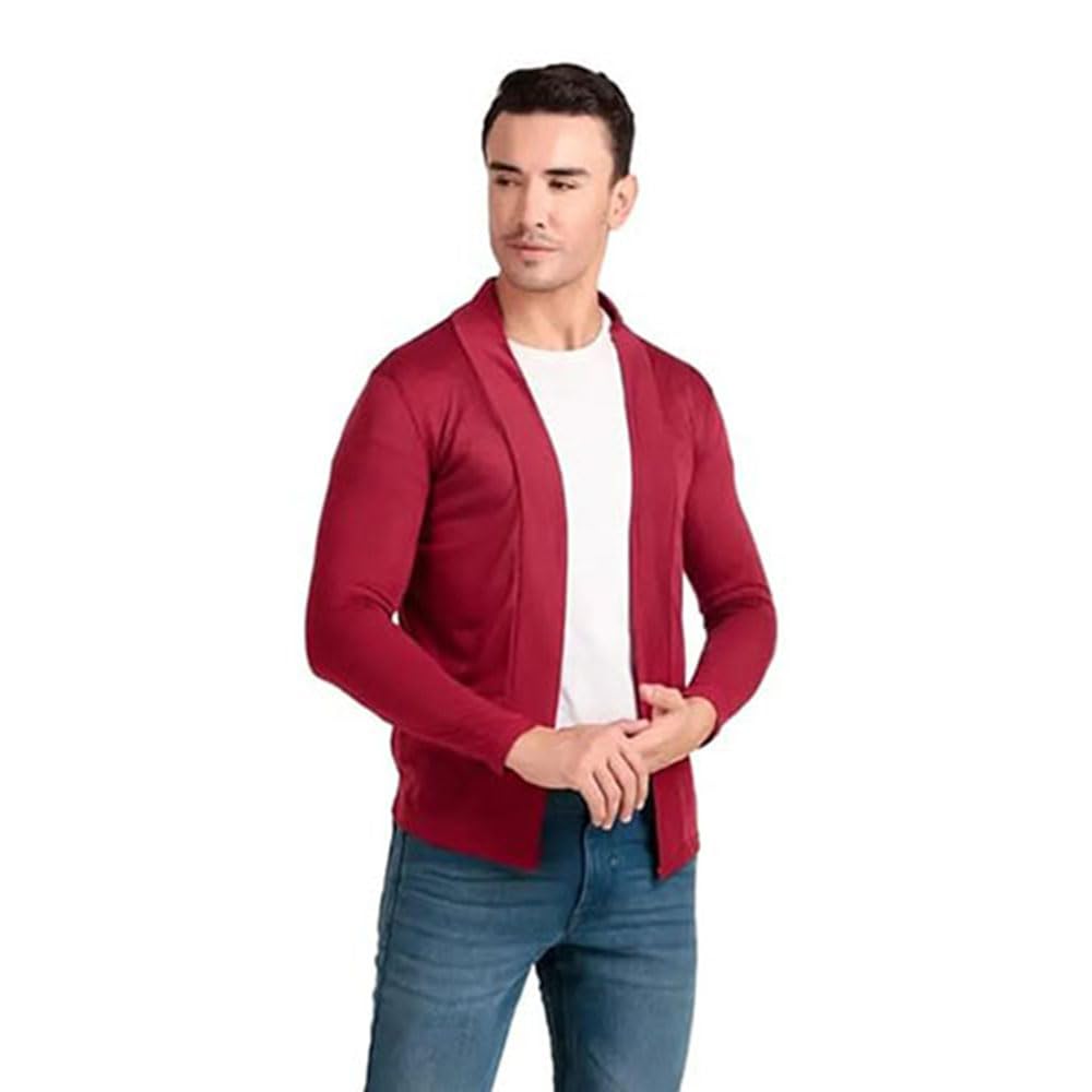nemoux Men’s Cotton Shrug | Open Full Sleeve Shawl Cardigan for Men, Best for Casual Wea (IN, Alpha, XL, Maroon)-picture-17
