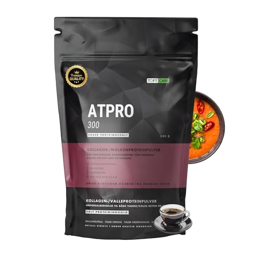 TOFT CARE ATPRO 300 Neutrales Protein Pulver 500g | 89% Molkenprotein Isolat & Kollagen | Für Kaffee, Kochen & Backen | Eiweißpulver für Senioren, Untergewicht, Magenbypass & geringem Appetit