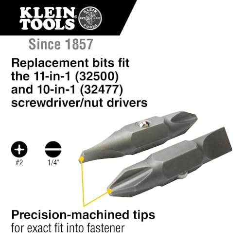 Image of Klein Tools 32483 Bit for 11-in-1 and 10-in-1 Klein Screwdriver Nut Driver, #2 Phillips, 1 /4-Inch Slotted