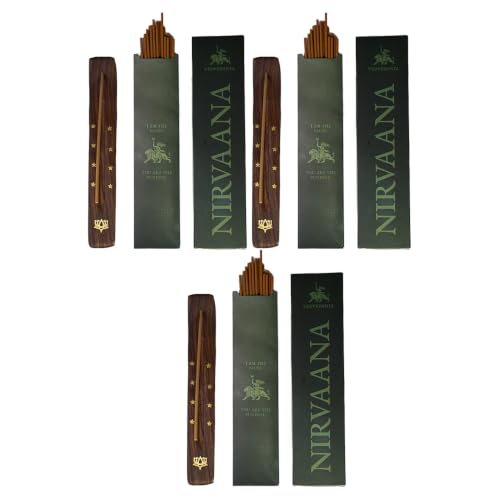 Image of Nirvaana Luxury Incense Sticks | 60 Bambooless Incense Sticks | Pure Sheesham Wood Stand | Long Lasting Fragrance | Complete Sensory Journey | Ethically Crafted | Pack of 3