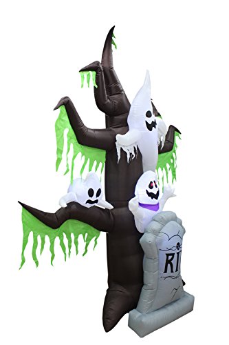 Halloween gonflable arbre mort géant de 2,7 m résistant au vent avec squelettes et éclairage LED - 4