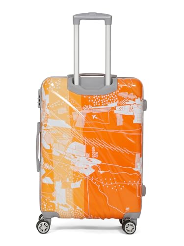 Image of Teakwood World Small 65 cm Check in Size Trolley Bag Polycarbonate 360 Degree 8 Wheels Luggage Bag with TSA Lock, Adjustable Handle Trolley Bags for Travel, Suitcase for Travel | Orange
