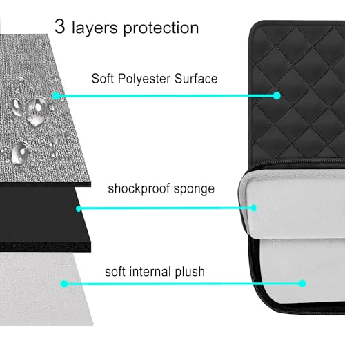 14" Mosiso Quilted Laptop Sleeve w/ Small Pouch (Black) - image 3