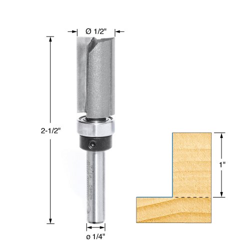 Image of Amana Tool - 45460 Carbide Tipped Flush Trim Plunge Template 1 /2 Dia x 1 inch 4 Shank