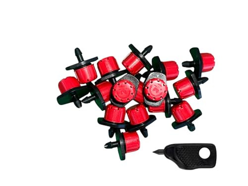 100 Goteros Regulables para Riego por Goteo, 0-70 L/h, Sistema de Riego Ajustable. Con punzón de regalo