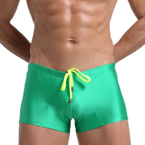 Men's Square Leg Swim Briefs Solid Color Swimsuit Athletic Swimwear Bathing Suit Swimming Trunks with Drawstring