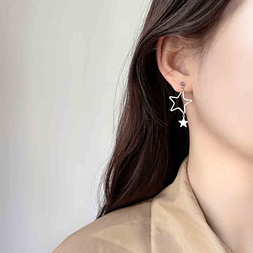 Erimberate Bohemian Star Stud Earrings Vintage Star Drop Earrings Silver Star Dangle Earrings Asymmetrical Earrings Jewelry For Women And Girls (Silver) #TOP1