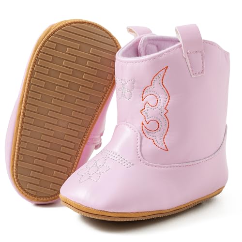 Jastore Baby Boys Girls Cowboy Boots Infant Western Boots Newborn First Walker Crib Shoes Toddler Soft Sole Non-Slip Round Toe Bootie3