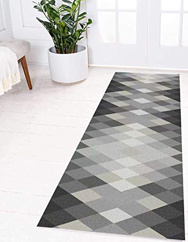 Yurun Lauferteppich Flur Küchenläufer, Modern rutschfest Waschbar für Wohnzimmer Flur Küche, 8 x Leicht zu Entfernen Teppichstopper - Kaffee 110x440cm Cover