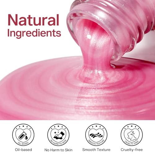 MIZHSE Pearlescent Rose Pink Nail Polish, Quick Dry Pearl Nail Polish, Air Fast Drying 15ml Nail Lacquer Non Gel Oil-based Nail Art Manicure Home DIY - Image 3