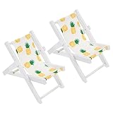 Mini chaise de plage : 🌴décorations de gâteau de plage : chaise longue miniature à l'échelle 1/12 pour la décoration, une chaise de plage longue adaptée, peut également servir de support de téléphone pour chaise de plage. tissu en bois et en tissu, avec petite vis, robuste et durable, .
