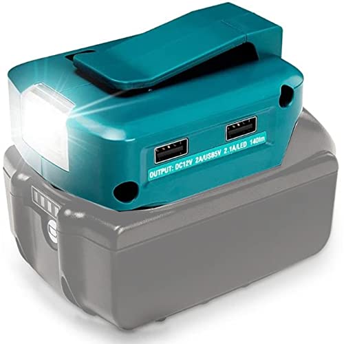 Adaptateur convertisseur de batterie double USB avec lampe de poche sans fil DC