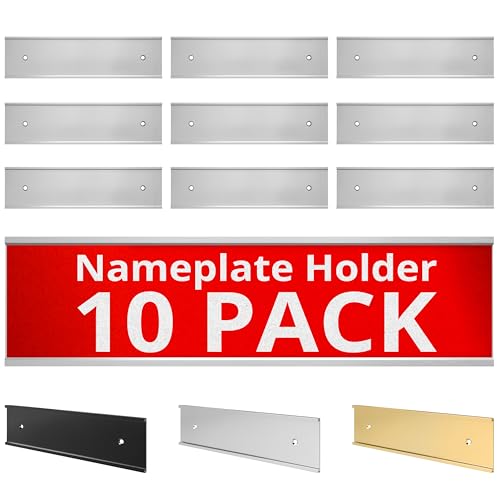Nameplate Holder - Wall or Door - Silver 8 x 2 in a 10 Pack