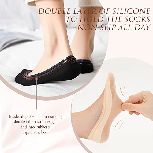 AURUZA No Show Socks Women's 4-8 Pairs Low Cut Non Slip Liner Invisible Socks for Flat Boat, Size 5-124