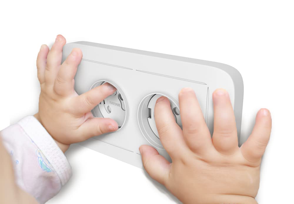 BLANC Pack x10 Cache Prise Bebe Prise Française - Système Automatique Sans Clef [ Adhésif 3M ] - Protection Bébé - Cache-Prise électrique Maison Puériculture (Blanc)