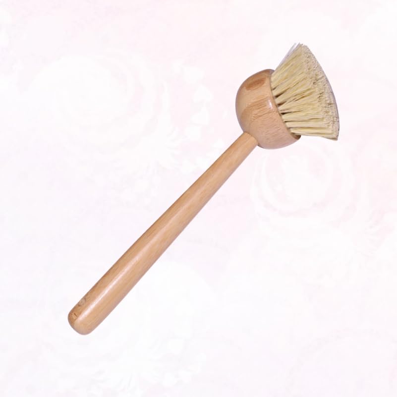 Image of Zerodeko Dish Brush with Beechwood Handle - Dish Scrubber Kitchen Tool Sink Cleaner for Kitchen Restaurant Washing Cast Iron Pan /Pot, Stove Cleaner