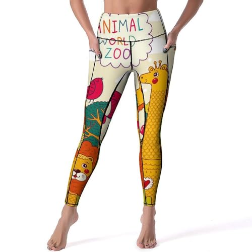 Legging femmes lion girafe oiseau taille haute sport yoga S