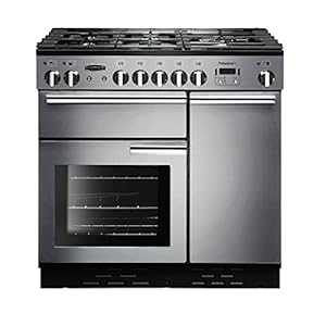 Rangemaster PROP90DFFSS/C Freestanding Range Cooker, Two Fan Ovens, AA Rated, 5 Burner Gas Hob, Stainless Steel