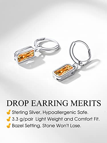 Bestyle Yellow Topaz Drop Earring With Hypoallergneic Silver Huggie Hoops - Shimmer Critine Crytsal November Birthstone Dangles Sterling Silver Earring For Women Girls #TOP4
