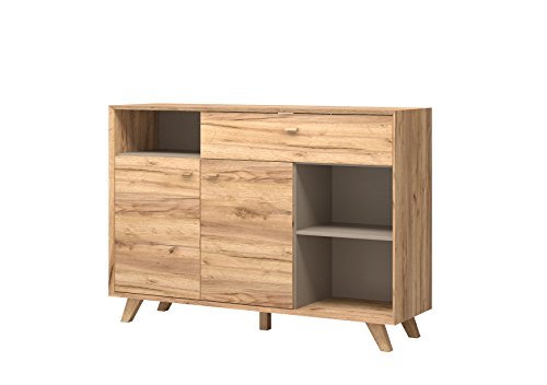 Germania Sideboard CALVI mit hohen Füßen | In Navarra-Eiche und Steingrau | 142 x 88 x 41 cm | 8741-244