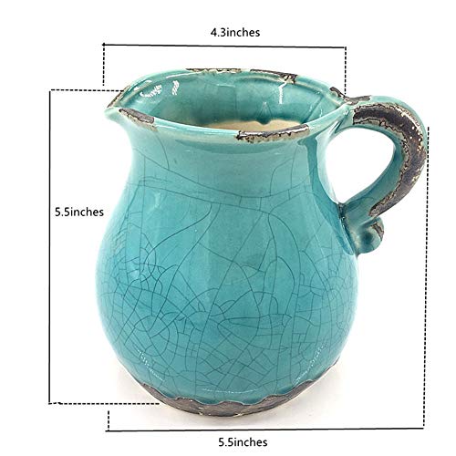 Anding Blue Modern Vase-Pitcher Vase Antique Design Ceramic Plant Pot Planter/Table Top Pencil Holder Home Decoration Vase #TOP6