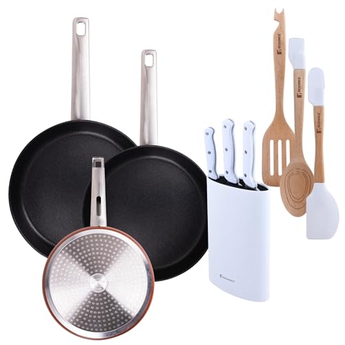 San Ignacio Set Completo AGROS - 3 Sartenes Ø24Ø28Ø30cm de Aluminio forjado, Set de...