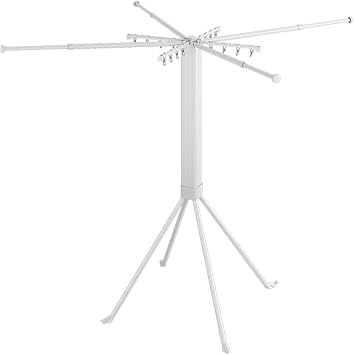 Portable & Foldable Space Saving Clothes Drying Rack, Outdoor Collapsible Drying Rack Clothing, Laundry Hanger Upgrade, for Indoor/Outdoor, Camping,White,with Sock Clip