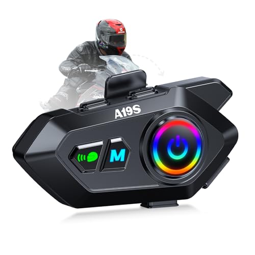 Khptop Motorcycle Helmet Bluetooth Headset, Bluetooth 5.4 Intercom for 2 Riders up to 1000m, IPX7 Waterproof, HD Speakers for Harley, Dirt Bike, ATV, & Snowmobile Helmet Communication System