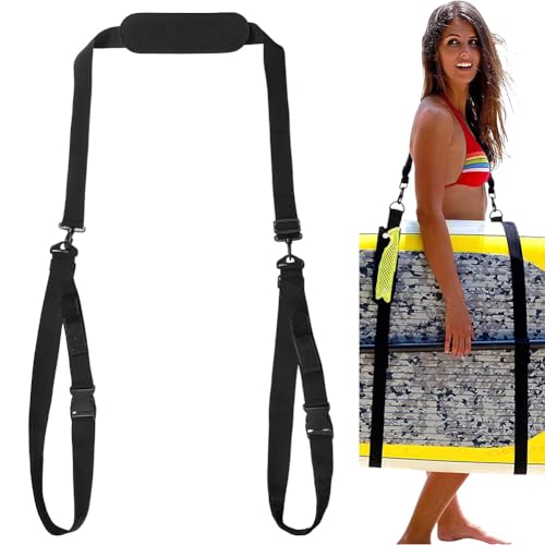 FINGERINSPIRE 1Set Paddleboard Carry Strap Adjustable Heavy-Duty Paddle Board Carry Strap with Support Padded Shoulder Sling Black Nylon Carry Belt for Paddleboards Surfboards Longboards Canoe Kayaks