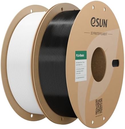 eSUN PLA Basic Filament 1.75mm, Kaltes Weiß+Schwarz, 2KG | PLA 3D Drucker Filament Maßgenauigkeit +/- 0.03mm, 1KG pro Spule, 2 Spulen 3D Druck 3D Filament